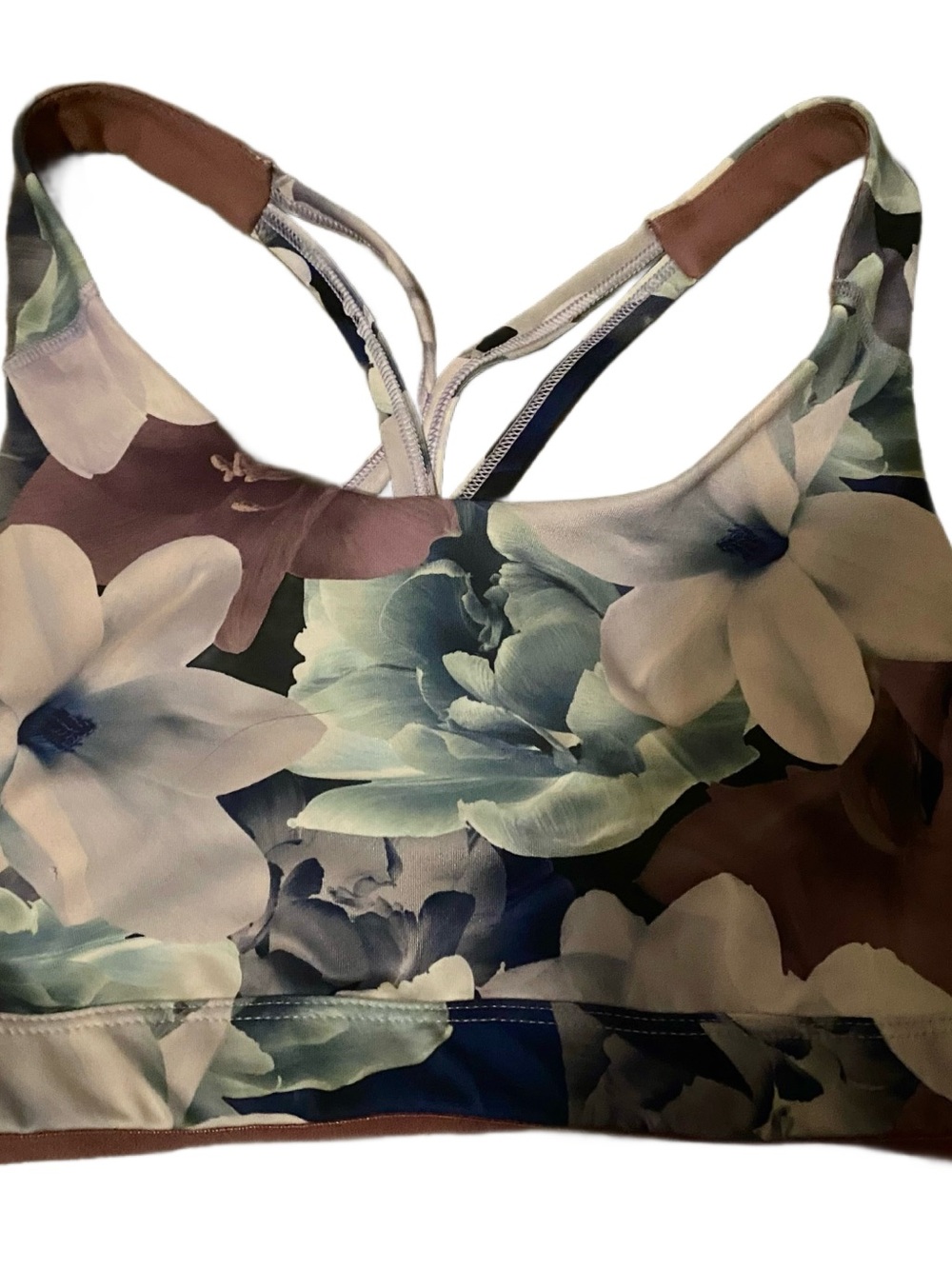 Old Navy Floral Strappy Sports Bra in White, Blue, Purple w/ matching tank